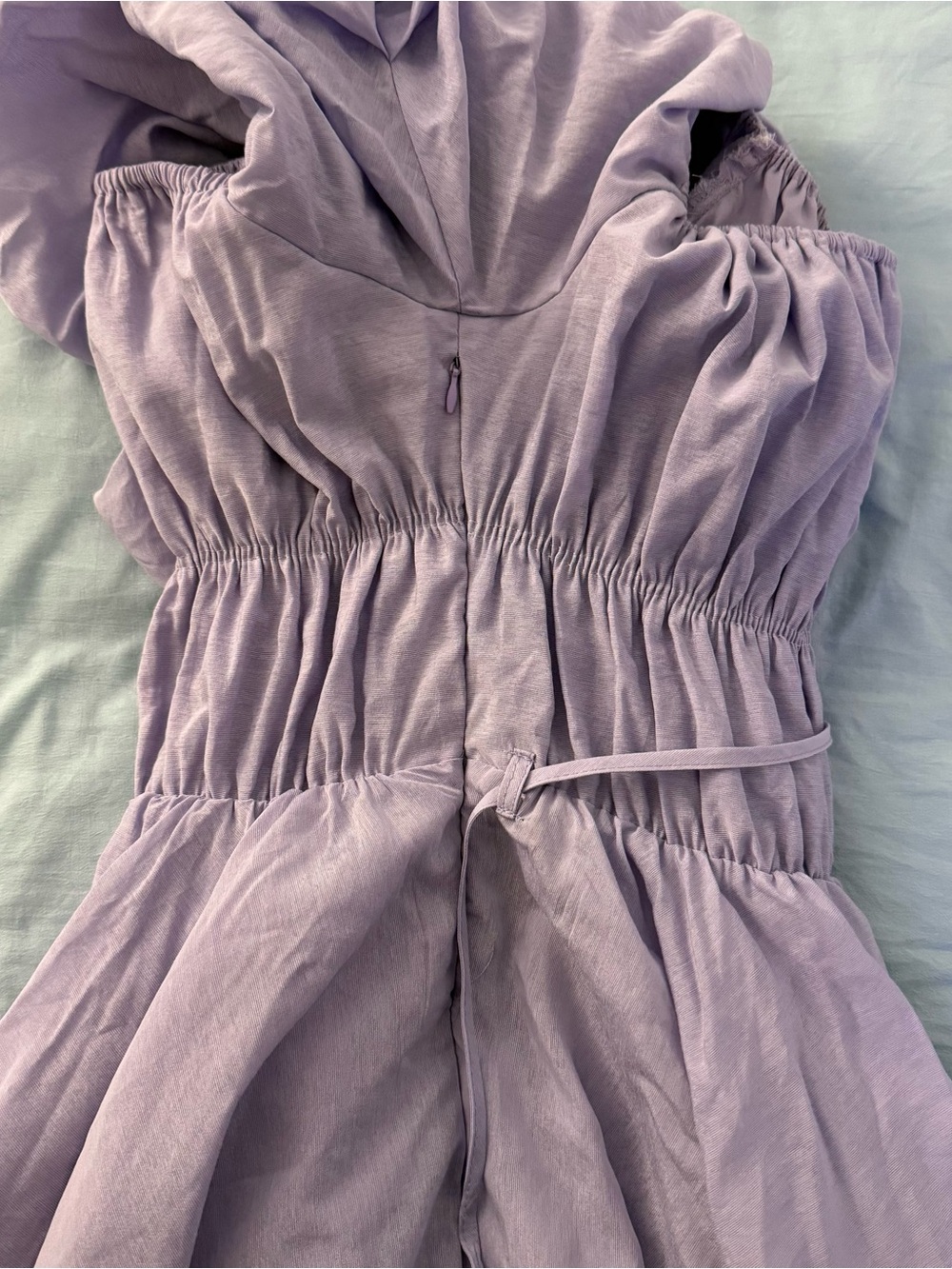 Altar'd State lilac mini dress with puffy sleeves and tie waist - Picture 5 of 5